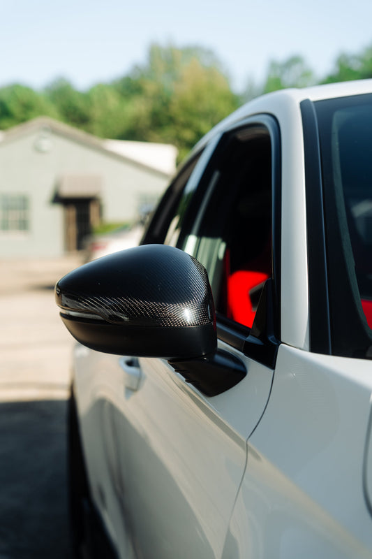 OLM Full Replacement Carbon Fiber Mirror Covers w/Turn Signal - 2022+ Honda Civic / Type R / 2023+ Acura Integra