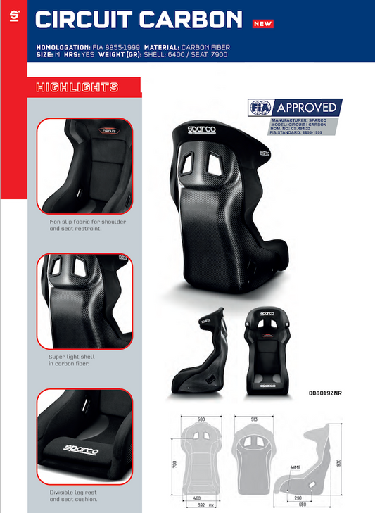 Sparco Circuit / Circuit II Carbon Fiber Racing Seat