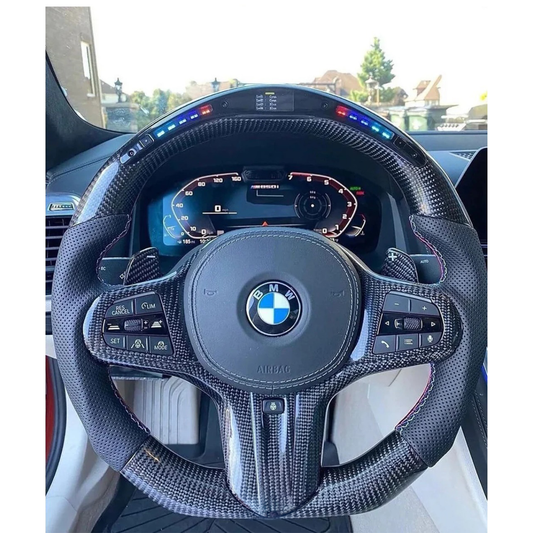 Carbon Fiber Steering Wheel w/ LED Display (Heated) for BMW G20/G80/G82