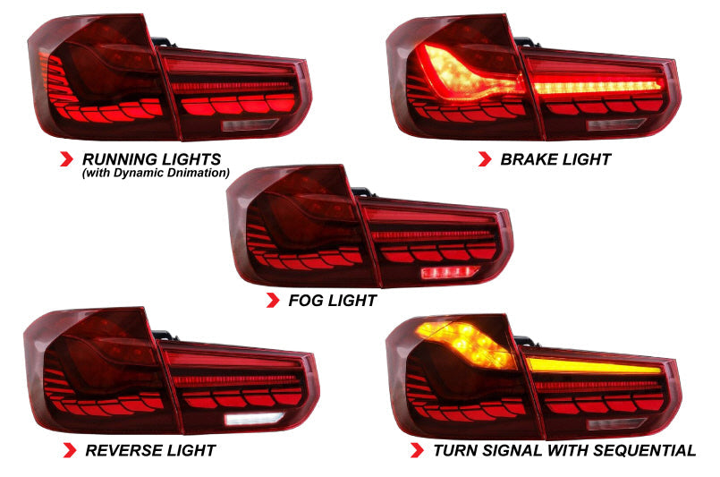 2012-2018 BMW F30 F80 3 Series and M3, GTS Style OLED Tail Lamps