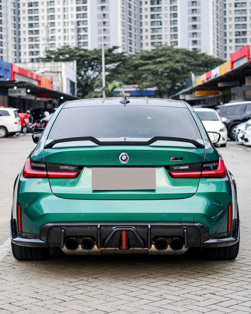 BMW 3 Series G80 M3 G82 G83 M4 Carbon Fiber Rear Diffuser with LED Lights (2019 - 2024)