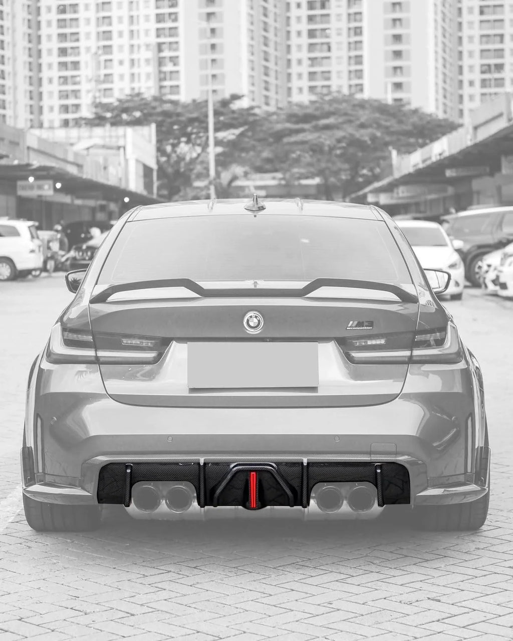 BMW 3 Series G80 M3 G82 G83 M4 Carbon Fiber Rear Diffuser with LED Lights (2019 - 2024)
