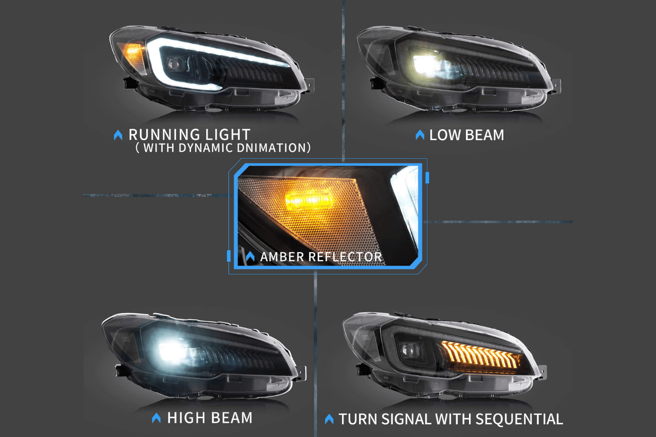 Subaru WRX & WRX STI 1st Gen (VA) Black LED Matrix Projector Headlights (2015-2021)
