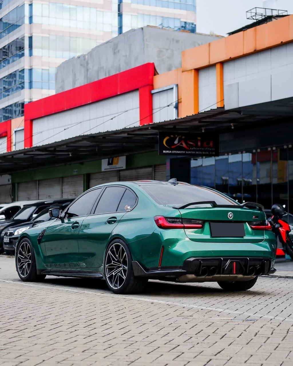 BMW 3 Series G80 M3 G82 G83 M4 Carbon Fiber Rear Diffuser with LED Lights (2019 - 2024)