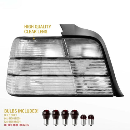 BMW 3 Series E36 All Clear Frosted Lens Tail Lights (1992-1998)