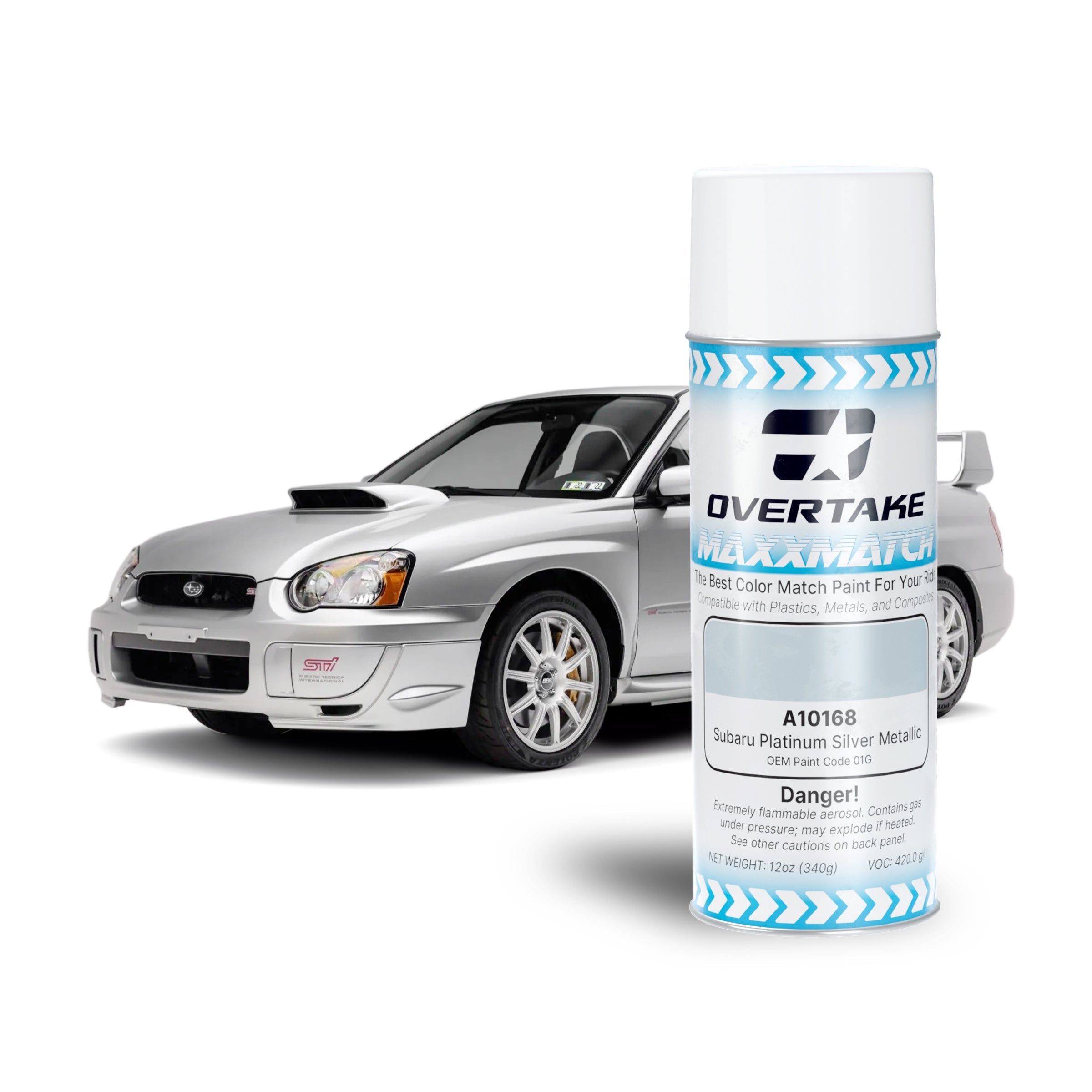 OVERTAKE MaxxMatch Paint - Subaru Platinum Silver Metallic 01G 12oz. Can
