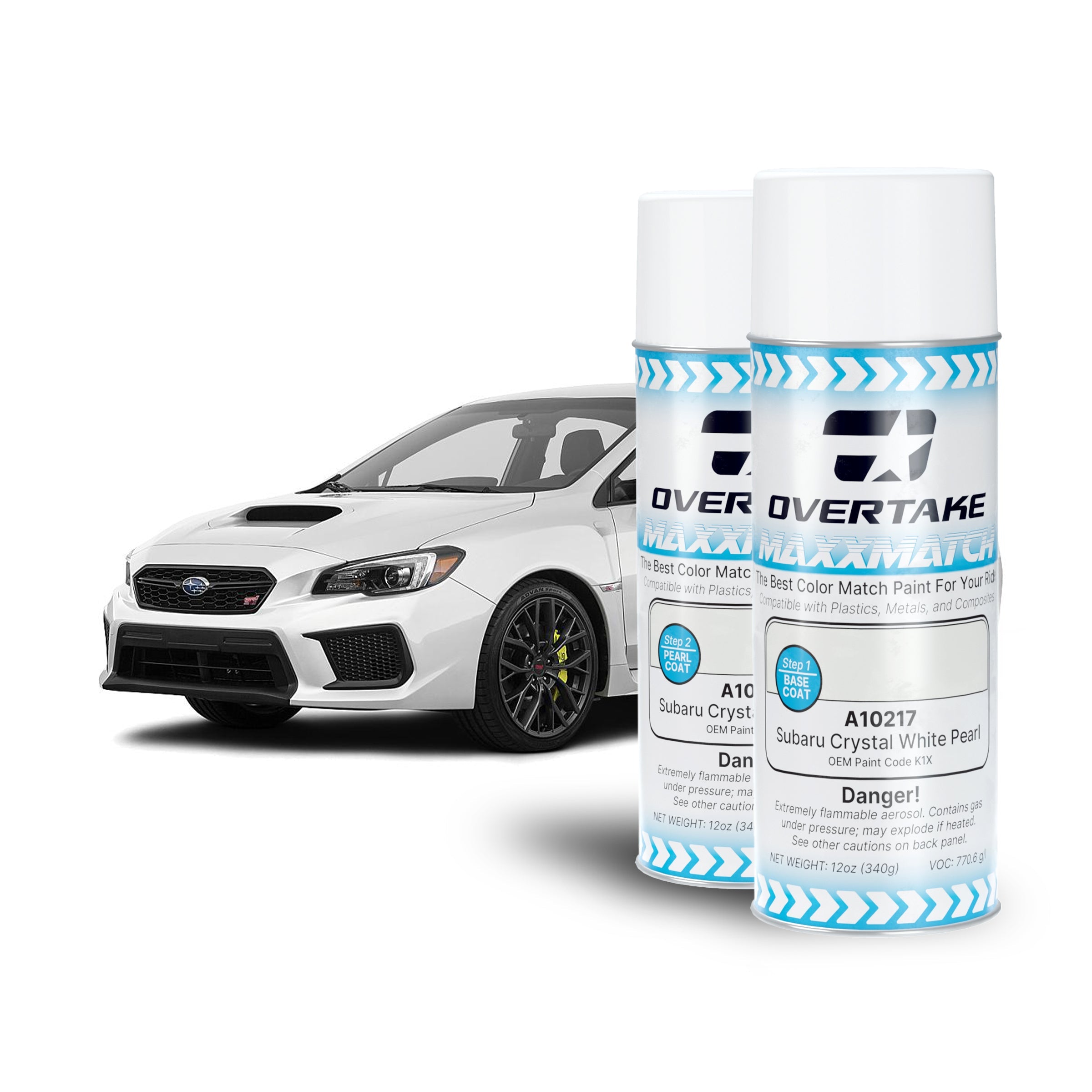 OVERTAKE MaxxMatch Paint - Subaru Crystal White Pearl K1X (2-Layer) 12oz. Cans