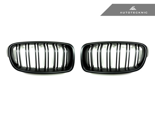 AutoTecknic Dual-Slats Stealth Black Front Grille Set - F30 3-Series