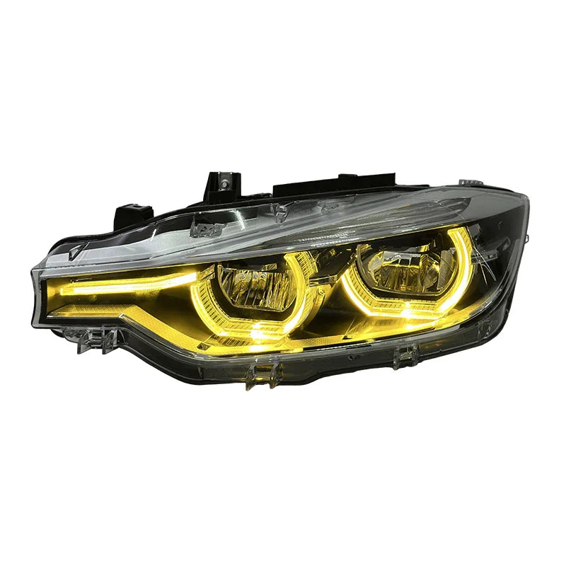 BMW 3 Series F30 / F31 / F35 V3 Silver Tri-Color LED Headlight Assembly (White / Yellow / Red DRL / LCI Style Look) 2012 - 2018