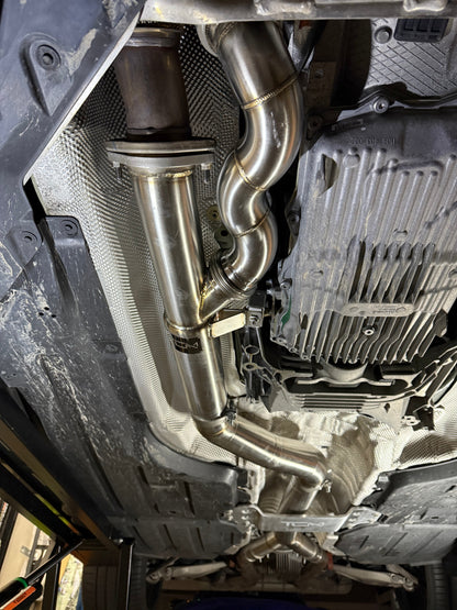 TCM S-Type Single 3.5" Midpipe w/Brace BMW M3 | M4 G80 G82 G83 S58 | House of Apex - House of Apex