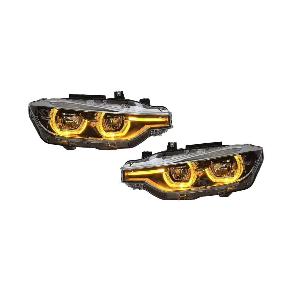 BMW 3 Series F30 LED Headlight Assembly with Triple-Color DRL (Amber / White / Yellow) & High / Low Beam 2012 - 2018