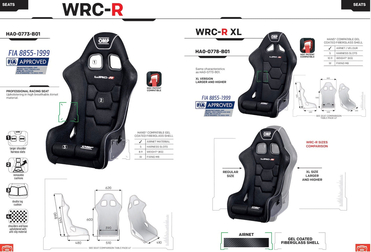 OMP WRC-R Racing Seat | Regular or XL