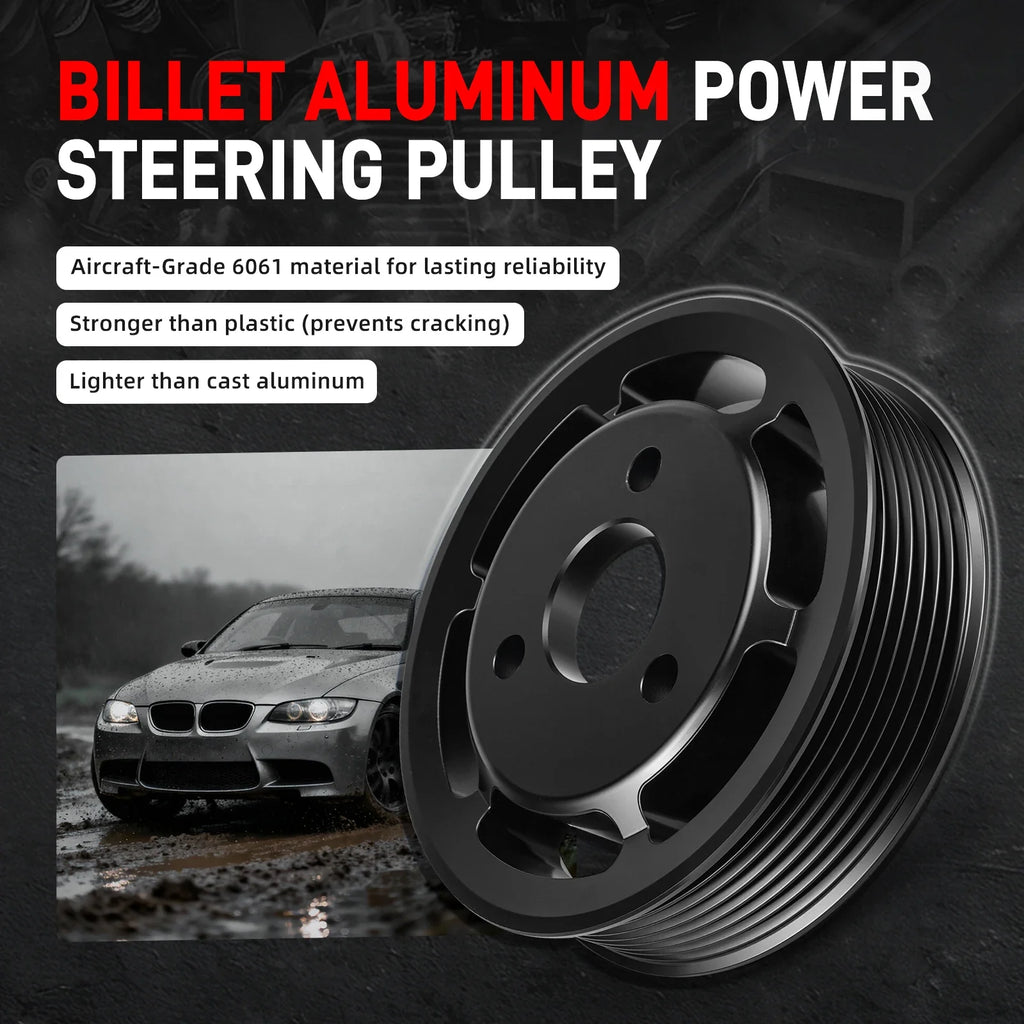 BMW N54 Engine Drive Belt Tensioner & Idler Pulley Kit with Billet Aluminum Power Steering Pulley