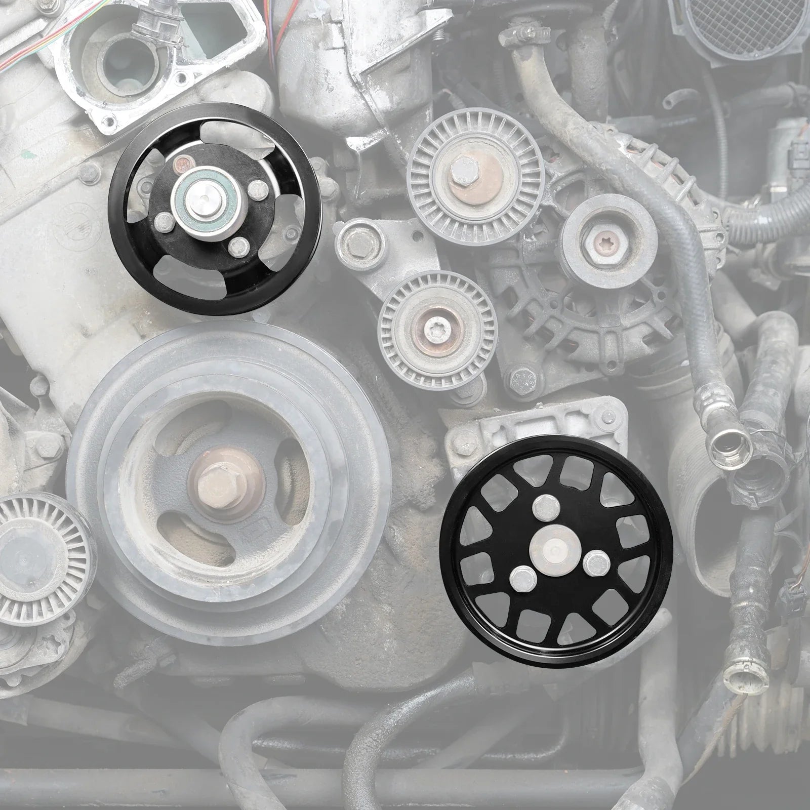 BMW E46 M54 M52TU Aluminum Water Pump & Power Steering Pulley Kit