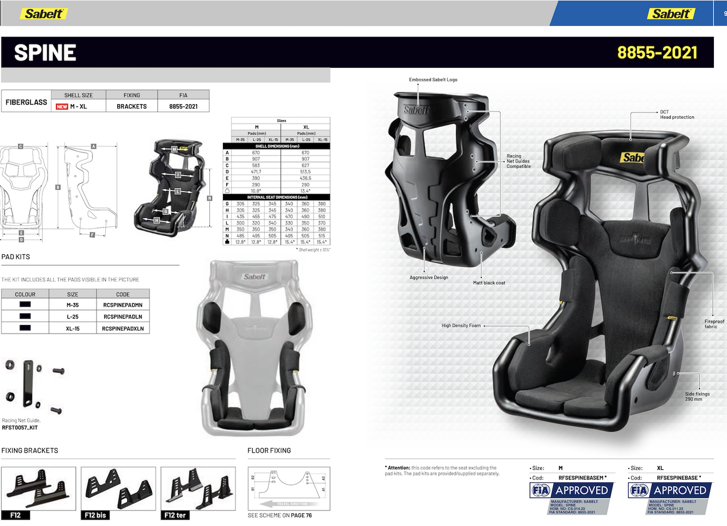 Sabelt GT-Spine Racing Seat | FIA 8855-2021