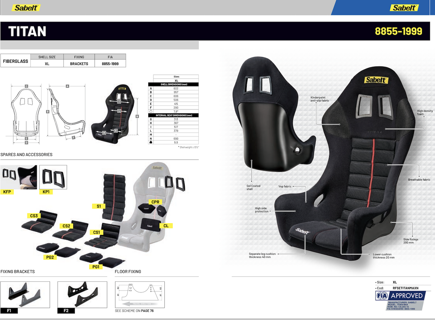 Sabelt Titan Max Racing Seat