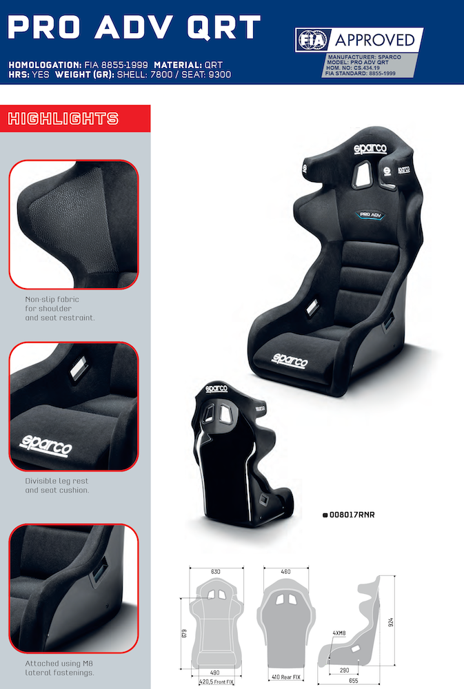 Sparco Pro ADV QRT Racing Seat
