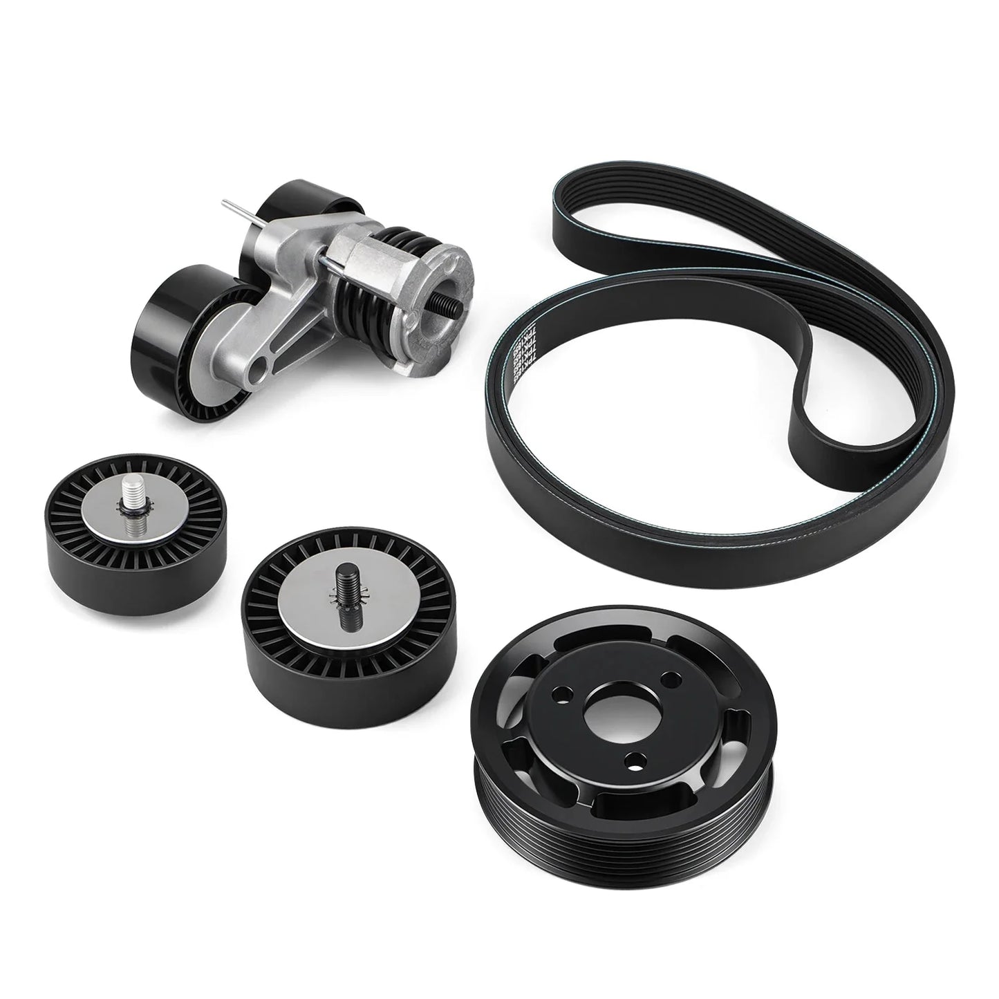 BMW N54 Engine Drive Belt Tensioner & Idler Pulley Kit with Billet Aluminum Power Steering Pulley