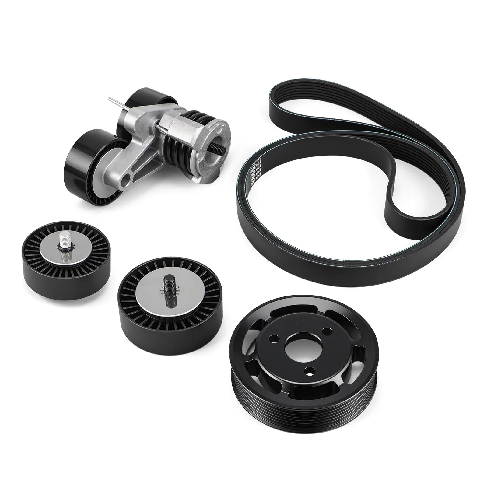 BMW N54 Engine Drive Belt Tensioner & Idler Pulley Kit with Billet Aluminum Power Steering Pulley