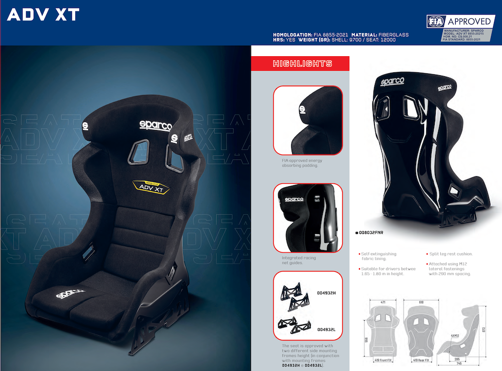 Sparco ADV XT Racing Seat | FIA 8855-2021
