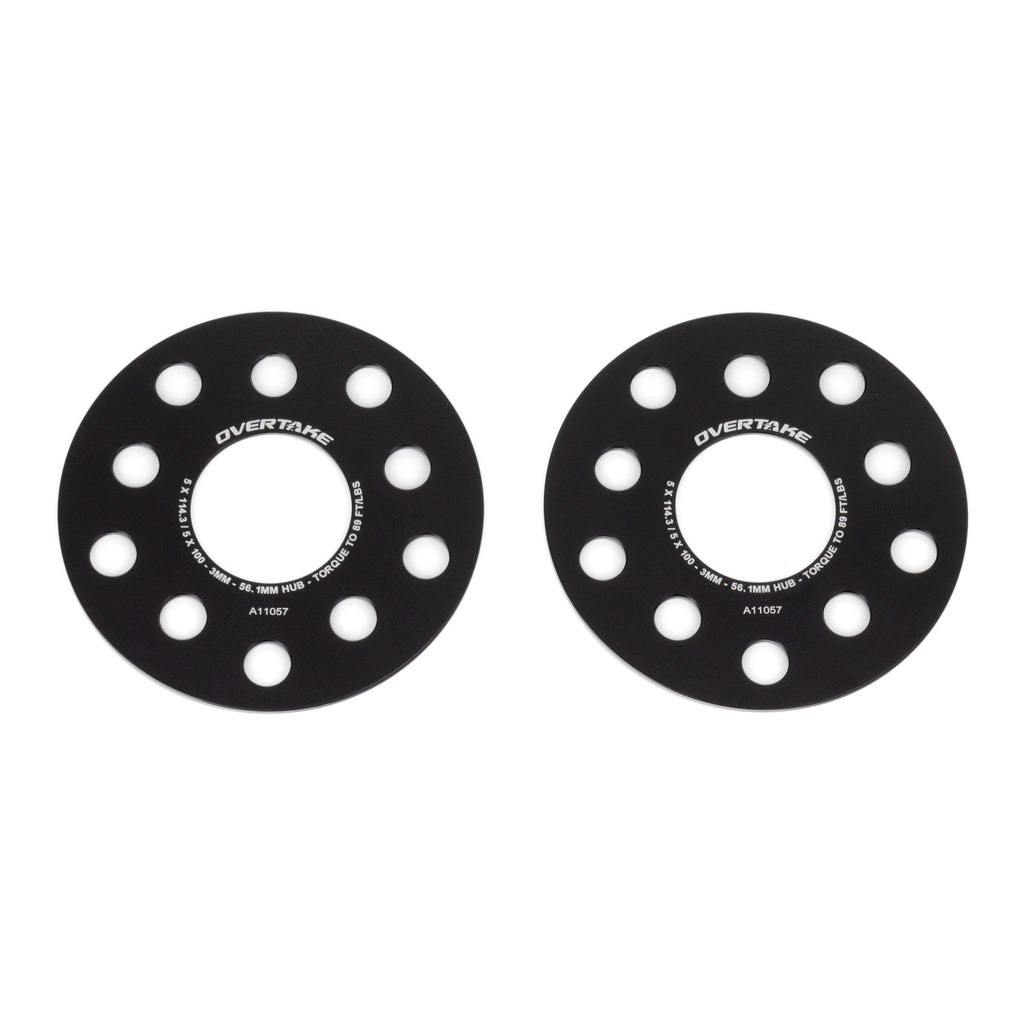 OVERTAKE Wheel Spacers - Pair - 3mm 5x114.3 / 5x100 - Subaru 2002-2026 WRX, 2004-2021 STI, and more