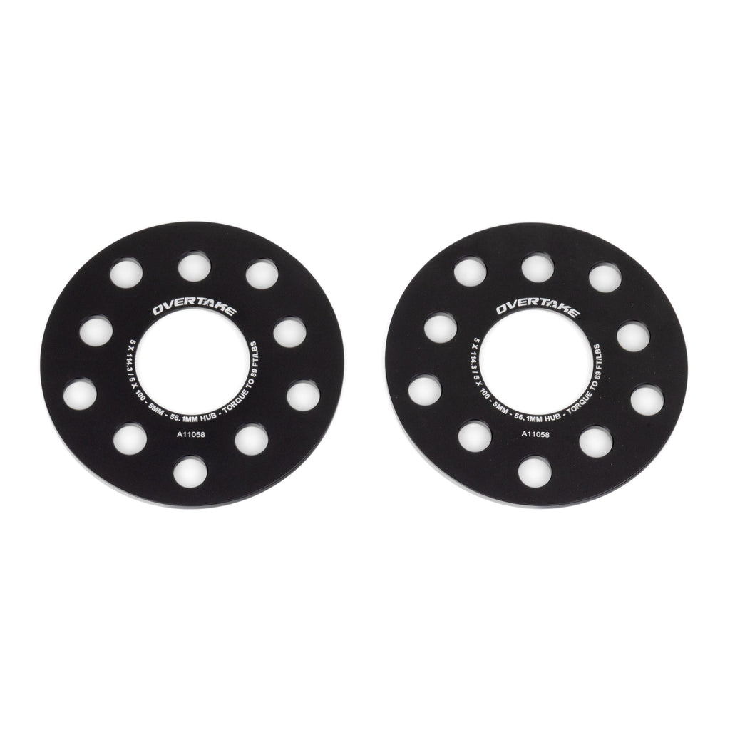OVERTAKE Wheel Spacers - Pair - 5mm 5x114.3 / 5x100 - Subaru 2002-2026 WRX, 2004-2021 STI, and more