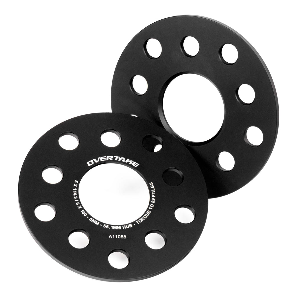 OVERTAKE Wheel Spacers - Pair - 5mm 5x114.3 / 5x100 - Subaru 2002-2026 WRX, 2004-2021 STI, and more