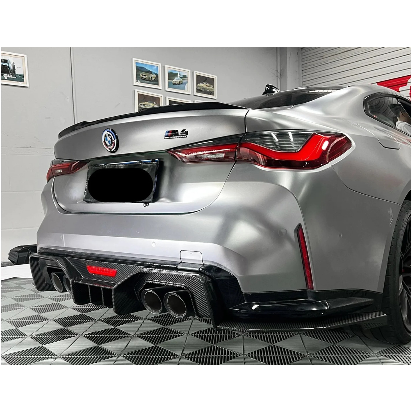 Carbon Fiber AD Style Rear Diffuser w/ LED Light for BMW G80 M3/G82 M4