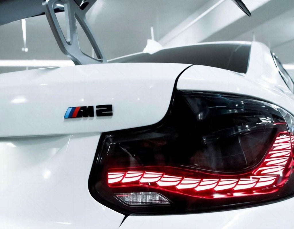 BMW & M2 (F22 F23 F87) Red and Black Dragon Scale OLED Tail Lights