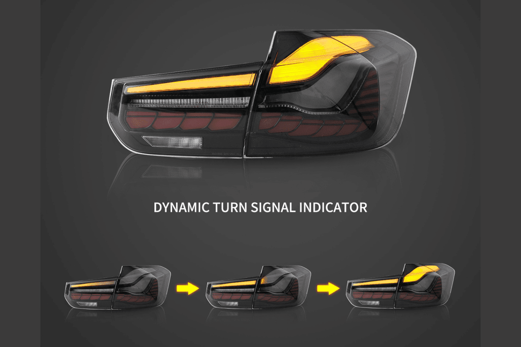 BMW 3-Series 6th Gen F30 F35 F80 GTS Style -Red or Smoked- OLED Dynamic Tail Lights (2012-2019)