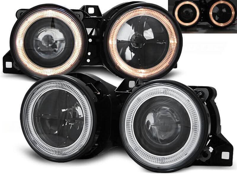 BMW 3-series E30 2/4 Door Black Angel Eyes Headlight Set (1987-1991)
