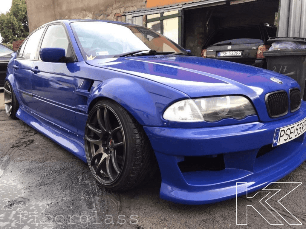 BMW 3-Series E46 Sedan Full Over Fender Kit with Vented Front Fenders - ABS OR Fiberglass