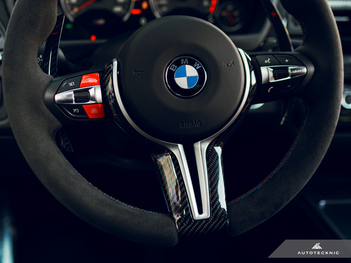AutoTecknic Carbon Fiber Steering Wheel Trim Cover - F-Chassis M Vehicles