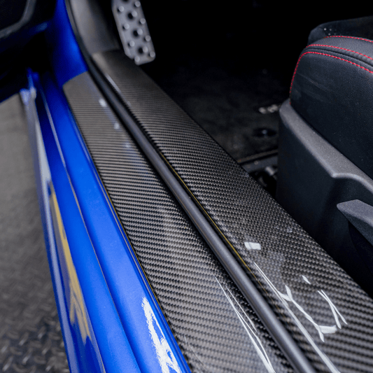 GR86/BRZ Tanso Carbon Fiber Inner Door Sill Covers - Twill / Forged Carbon Fiber