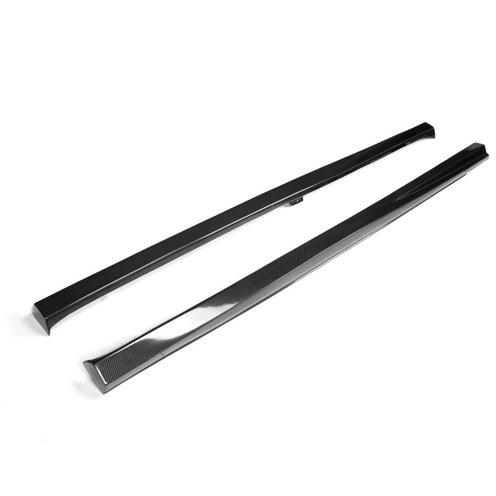 VW Golf MK7 GTI Carbon Fiber Side Skirt Extensions – Gloss Black (2014–2016)