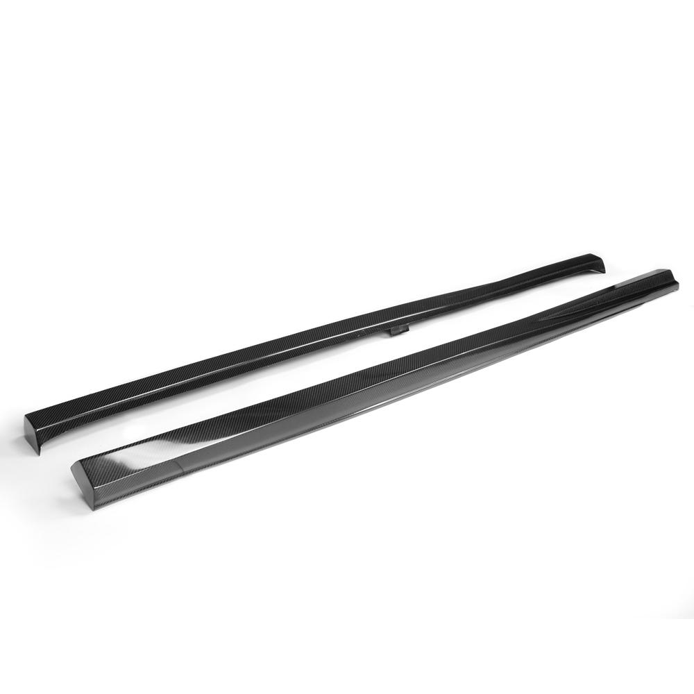VW Golf MK7 GTI Carbon Fiber Side Skirt Extensions – Gloss Black (2014–2016)