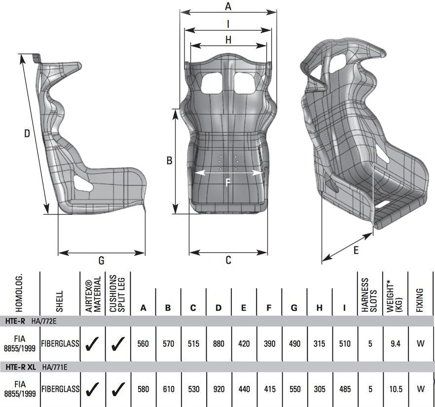OMP HTE-R Racing Seat | Regular or XL