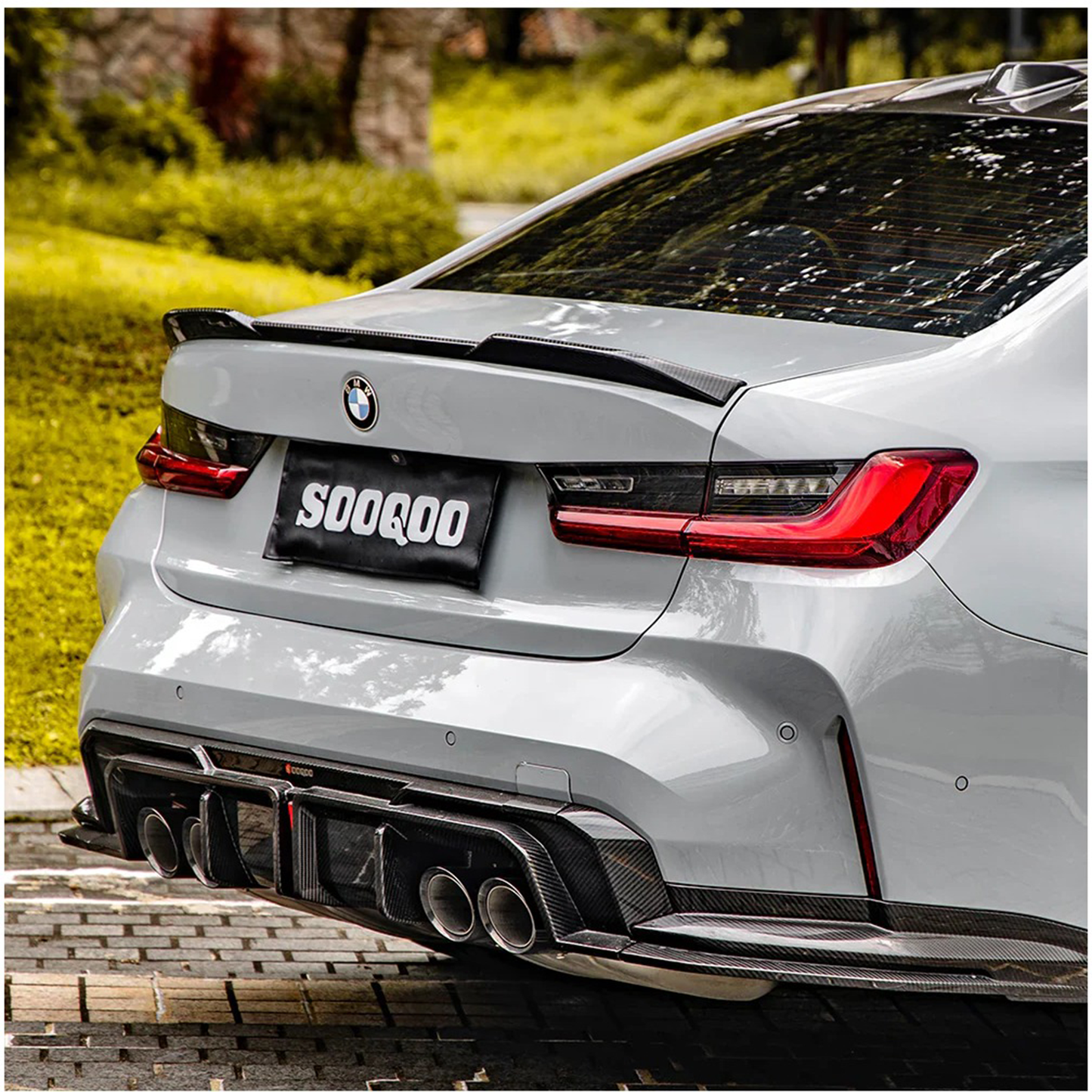 Carbon Fiber Rear Diffuser w/ Brake Light & Splitter for BMW G80 M3/G82 M4