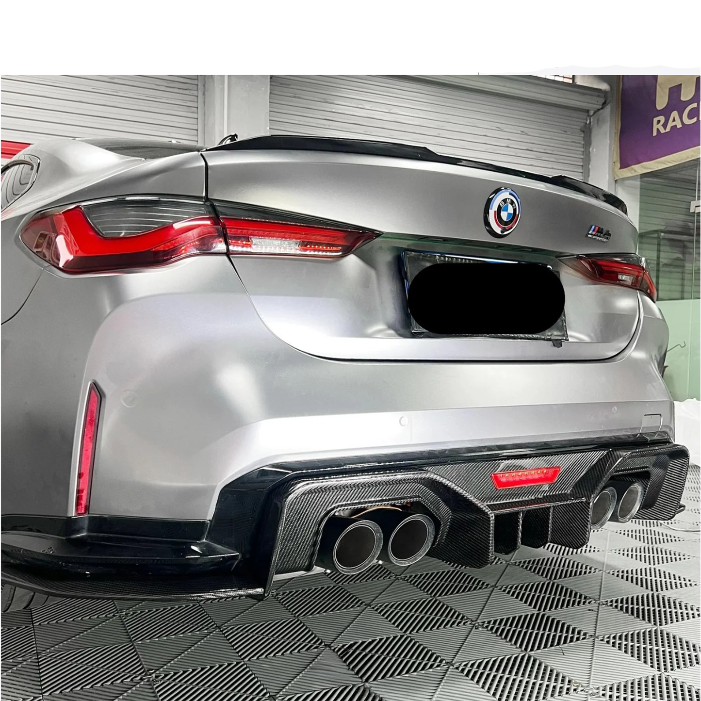 Carbon Fiber AD Style Rear Diffuser w/ LED Light for BMW G80 M3/G82 M4