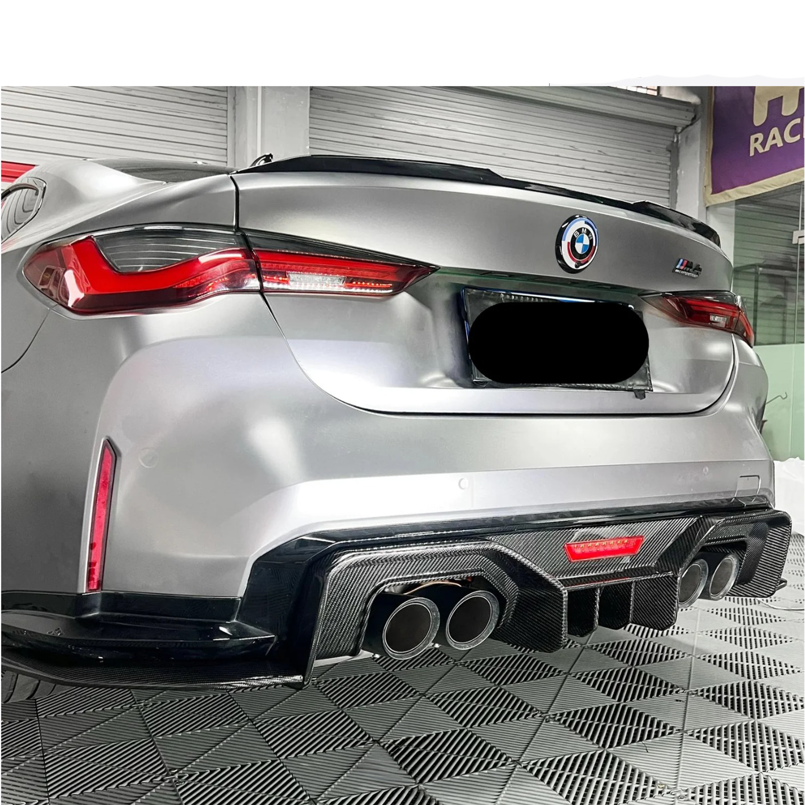 Carbon Fiber AD Style Rear Diffuser w/ LED Light for BMW G80 M3/G82 M4